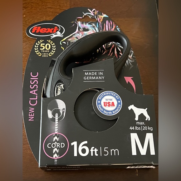 Flexi New Classic Retractable Cord Dog Leash Duo Medium Dogs 16-Foot Black New - Picture 1 of 5